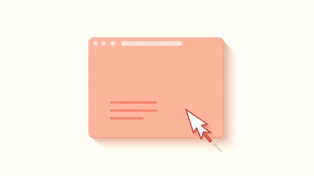 Minimal browser window with a cursor, representing homepage conversion design