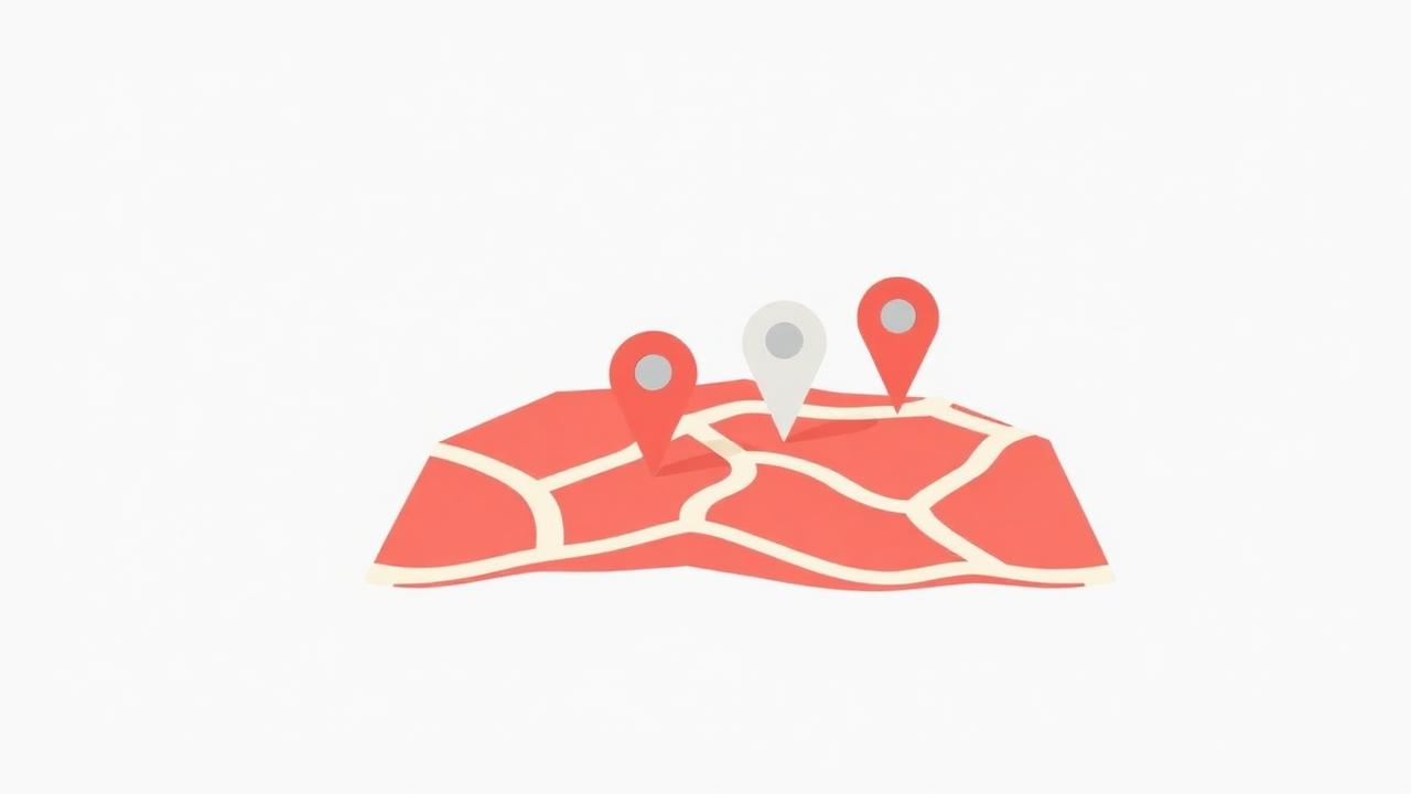 Stylised map with three location pins representing the local map pack